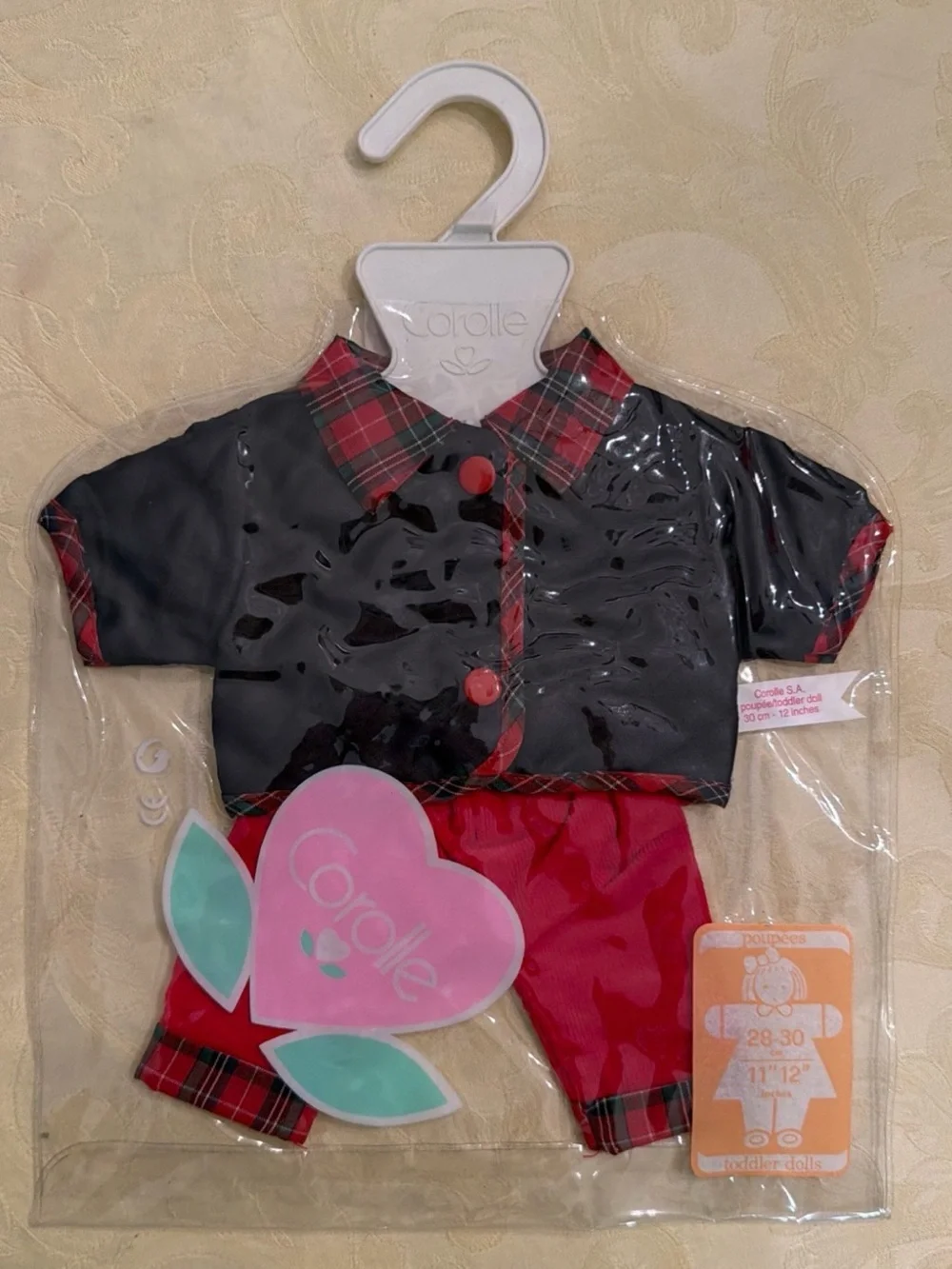 Corolle Blue Jacket With Red Corduroy Pants Plaid Trim Fits a 11-12